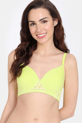 Buy Zivame Padded Non Wired 3/4th Coverage T-Shirt Bra - Wild Lime